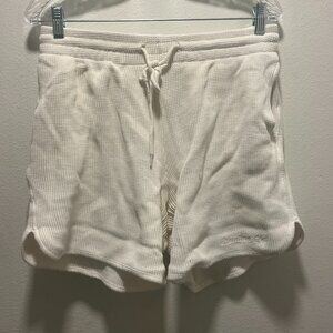 Standard Cloth Tie Waist Solid Textured Shorts Size Medium White